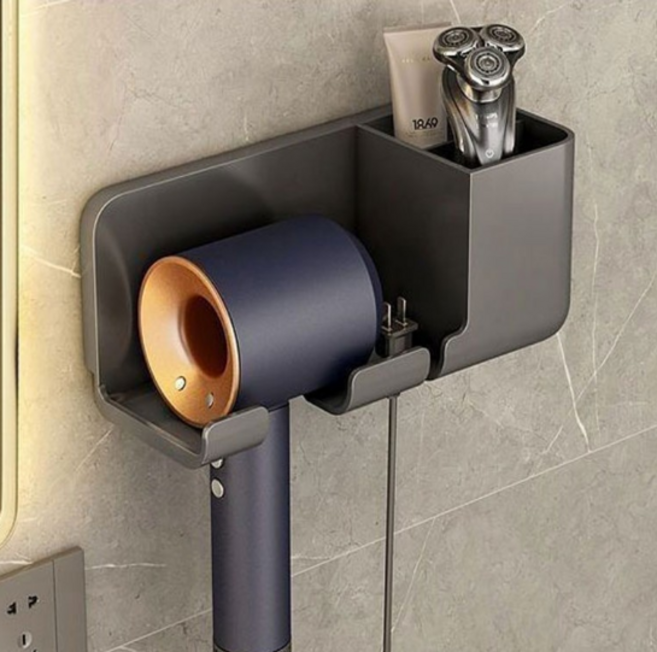 무타공 수납형 헤어드라이기 거치대, 화이트, 1개