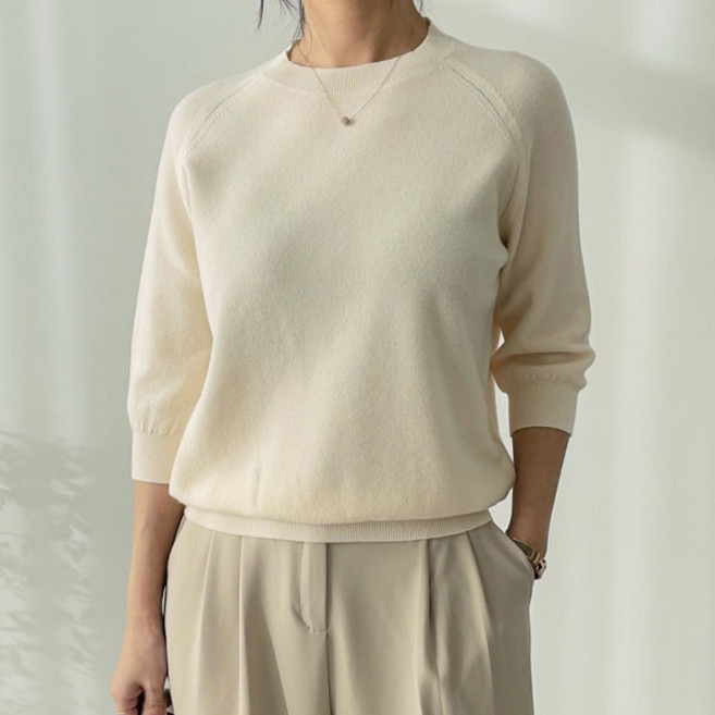 에스라이프 SS신상 여성 7부 베이직 라운드 니트 6color