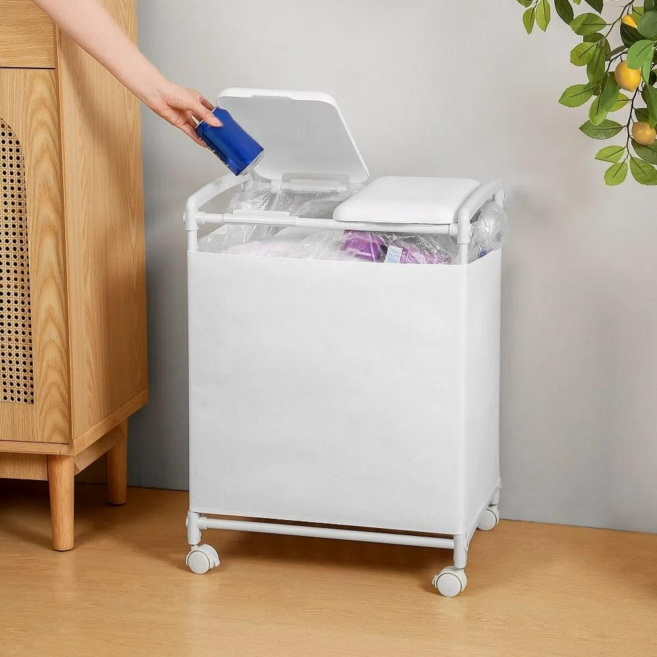 홈치치 분리수거함 2단 커버형, 화이트