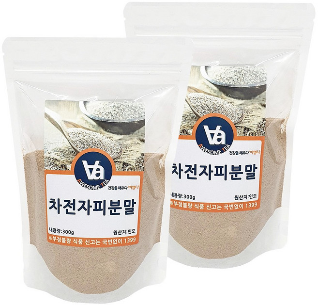 인도 차전자피 가루 분말 (질경이씨앗껍질), 300g, 2개