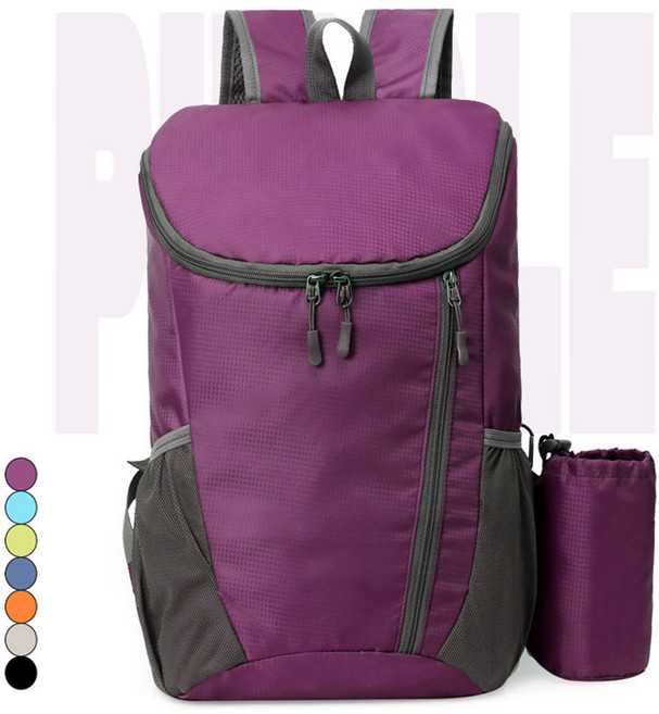 WEIOK 초경량 등산가방 아웃도어 백팩 블랙 대용량 폴딩 가능+1수납 주머니, 자주색