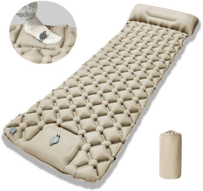 노마드레스트 캠핑 초경량 초소형 에어매트 펌프 내장형 싱글 사이즈, 베이지