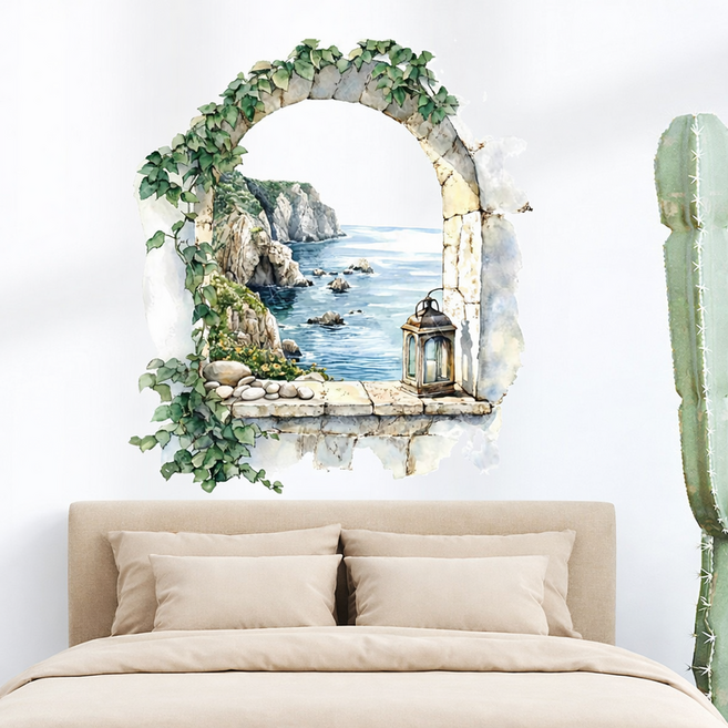 태쓰 인테리어 스티커 안방 거실 욕실 주방 벽면 포인트 스티커 2, 바다뷰