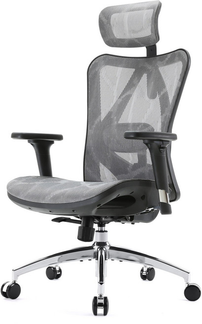 SIHOO 컴퓨터 게이밍 사무용 책상 사무실 3D팔걸이 풀메쉬의자 A/S 3년 하중150kg M57, 그레이
