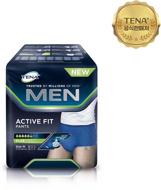 테나 맨 언더웨어 중형 9입 1팩 남성용 요실금팬티 성인용기저귀, 9개입, 1개