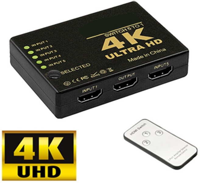 4K HDMI 5進1出遙控切換器, 1個