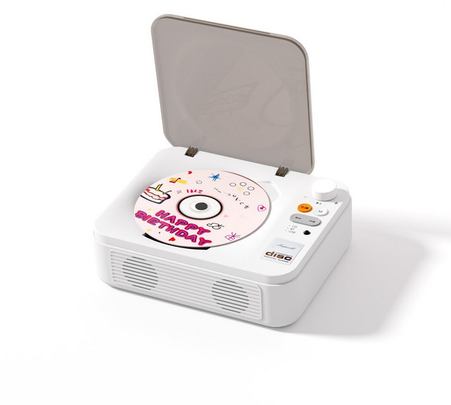 凱琦 全格式通用CD播放機 輕薄便攜 雙向藍牙 USB/AUX 音樂播放器, 白色, X3B