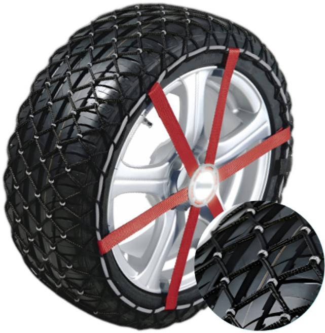 (평일3시전구매당일출고)부드러운 승차감 직물업그레이드 스파이크스노우체인 대원 전차종 제동력향상, 1세트