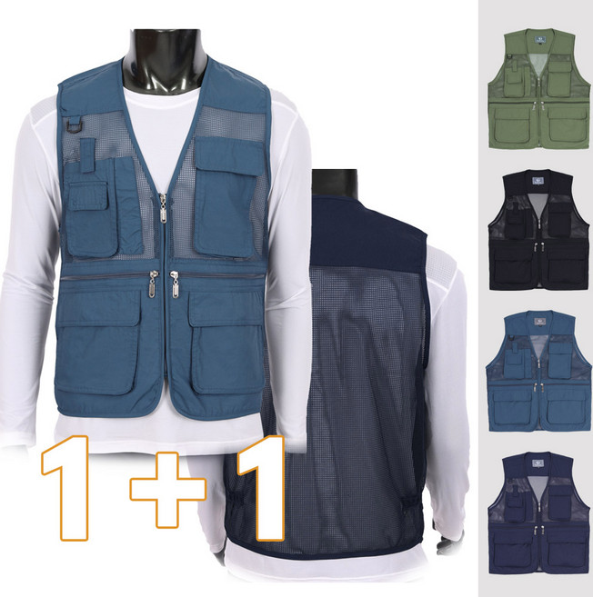 1+1 고급 망사 조끼 6포켓 등산 낚시 작업복 근무복 일상복 빅사이즈 120까지