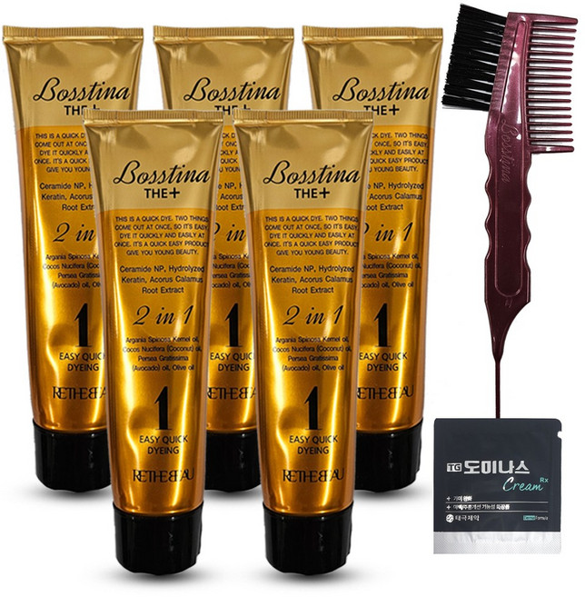 보스티나 더 플러스 염색제 5개+빗 1개+도미나스 크림 1매 무조건 추가사은품/새치커버, 7호 다크브라운(흑갈색), 1개