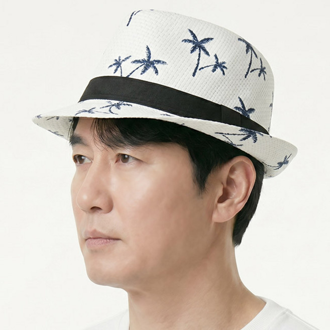 지사 페도라 와이키키 야자수 여름 중년남성 모자 할아버지 시원한 중절모 밀짚
