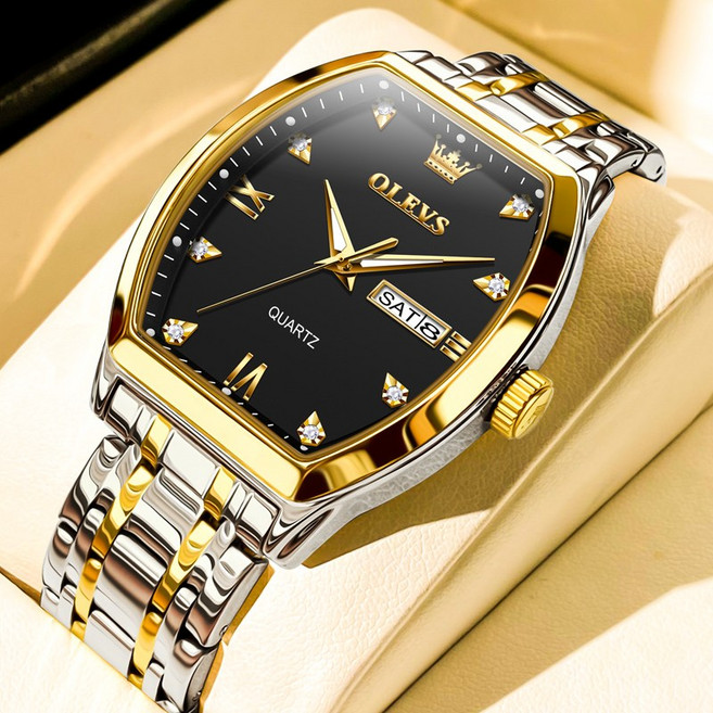 OLEVS 남자시계 정품 패션 워터프루프 야광 일력 요일 럭셔리 큐빅 메탈 남자명품시계