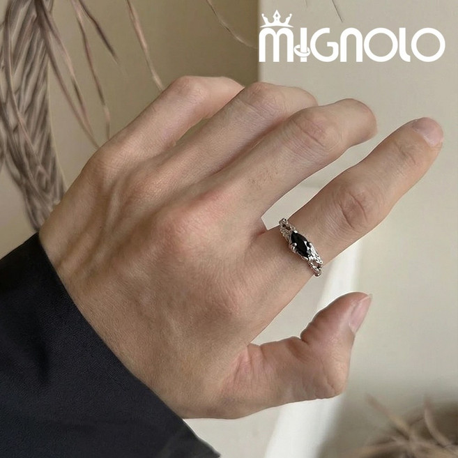 MIGNOLO 黑耀枯枝戒指 個性復古戒指 開口可調情侶戒指