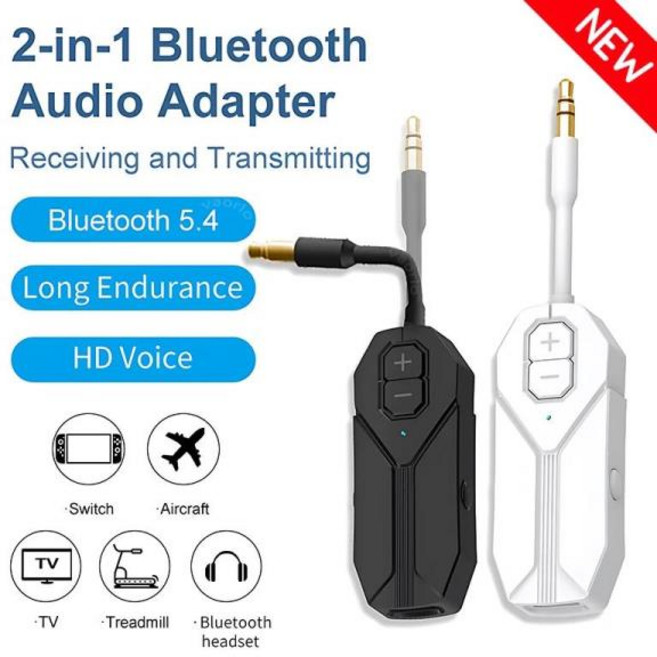 업그레이드 Bluetooth 5.4 오디오 송신기 수신기 (마이크 포함) 3.5MM AUX 스테레오 음악 2 in 1 무선 어댑, 01 B With AP Converter, 1개
