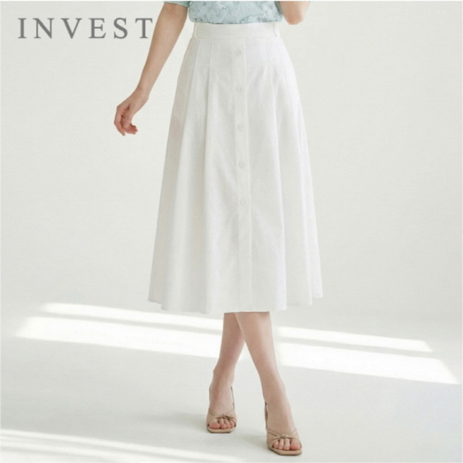 핀턱 라인 버튼 롱 스커트_INI6M1SK8311