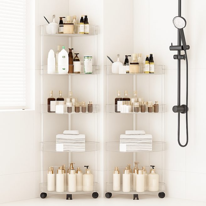 Plii 욕실 주방 코너 선반, 1개, 투명