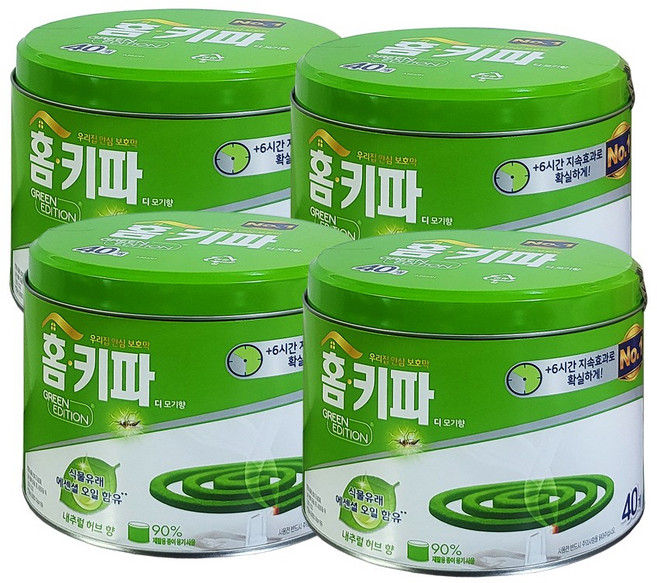 ileum*^m홈키파 모기향 40P 내츄럴허브 벌레잡이 야영 차단 야외 잡는도구 잡기 실외 캠핑일medi**^, 4개