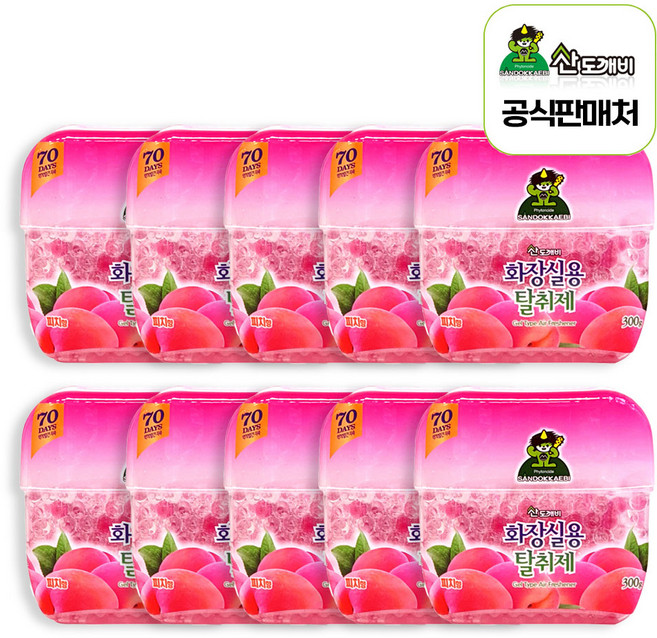 산도깨비 화장실용 탈취제 피치향, 300g, 10개