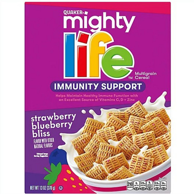QUAKER 桂格 Mighty Life 多種穀物麥片 草莓藍莓, 1個, 370g