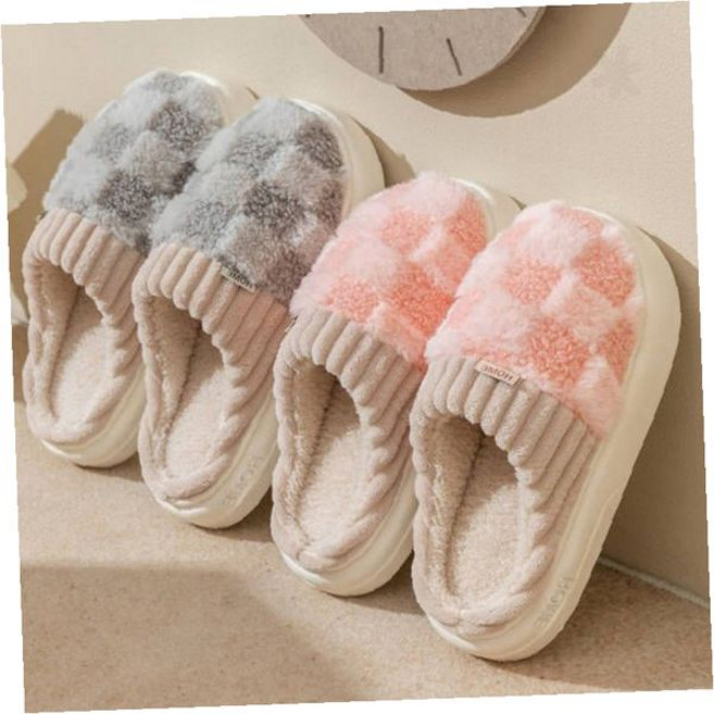 거실용 보온 퍼 안감 슬리퍼 소음방지 바닥 두툼한 겨울 실내화 따뜻한 털 덧신