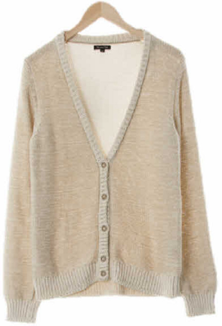 마시모두띠 4810 아이보리골드 면혼방 골드메탈브이넥가디건 [M]