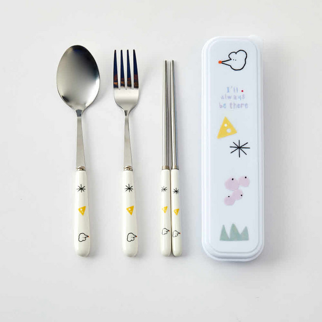 모던하우스 키치키치캣 휴대용 수저포크 1벌 세트 블루 TO0824007, 단품, 단품, 1개