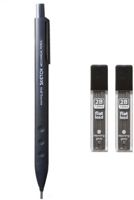 모닝글로리 스케치 샤프 1개 + 샤프심 2개 1.8mm 납작 토익 마킹용 필기 시험 2B, 1세트