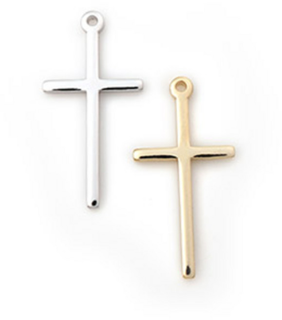비즈아이 [7080-14]종교펜던트 메탈 도형심플십자가 대13x26mm 1개