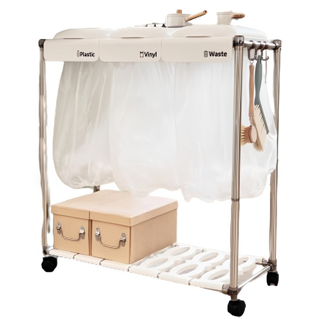 피코 분리수거함 3p 세트, 화이트