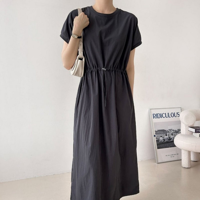 더한땀 빅사이즈 스트링 바스락 아노락 원피스