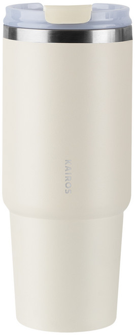 카이로스 무빙 어드벤처 보온 보냉 밀폐 스텐 빨대 텀블러, 1개, 570ml, 크림