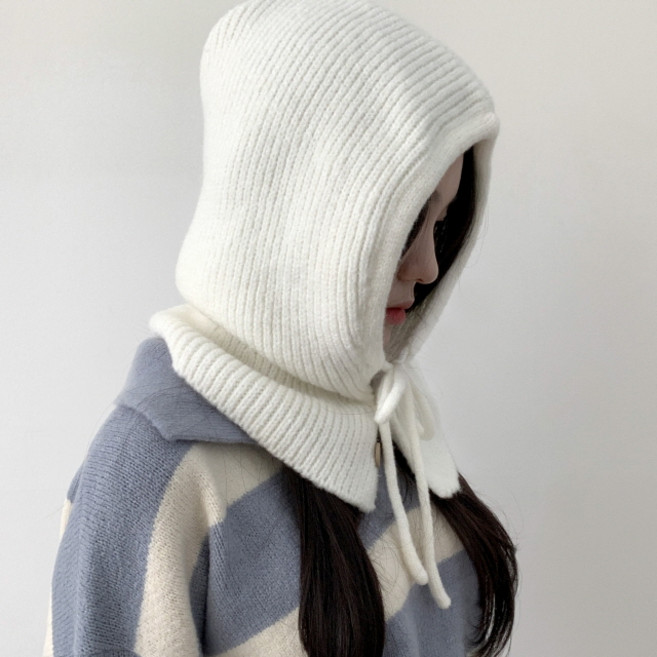 [국내제작] 빌리 도톰 바라클라바 골지 단추 니트 모자 겨울 방한 넥워머 후드 목토시 6color