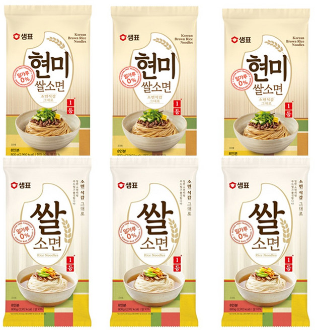 샘표 현미소면800g 3봉+ 쌀소면 800g 3봉//쌀국수, 800g, 3개