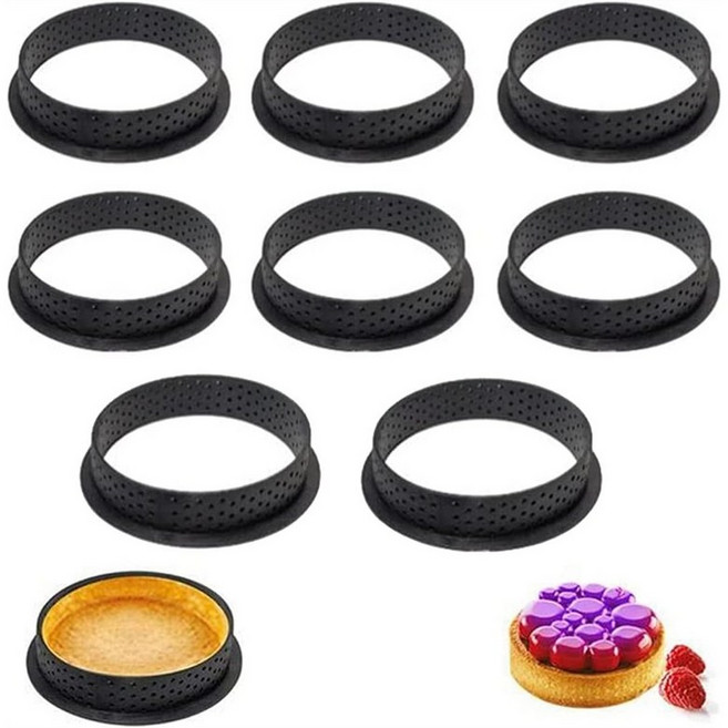타트 링 몰드 8pcs 둥근 모양의 케이크 몰드 무스 서클 미니 타트 링 베이킹 머핀 무스 케이크 서클 커터와 호환용, 1개