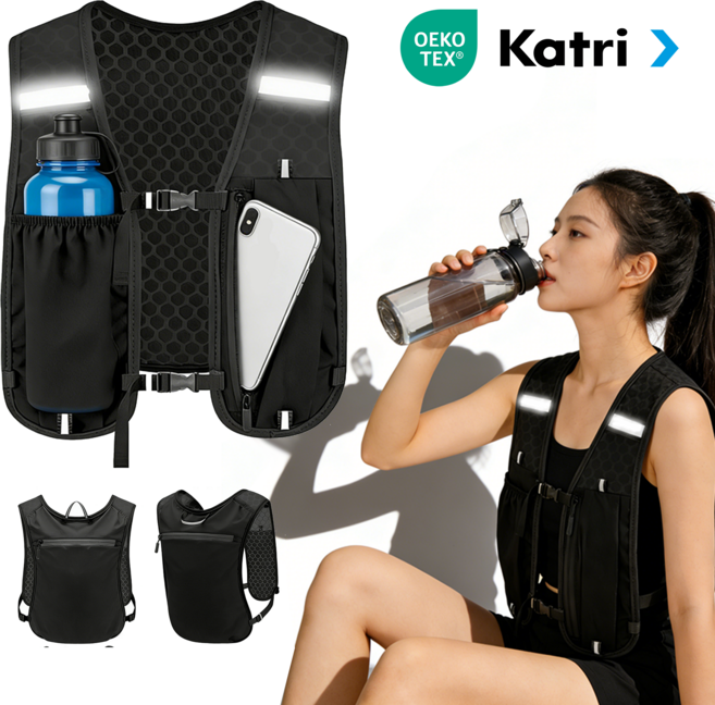 SEVOREN 초경량 스포츠 전용 베스트 러닝 등산 트레일 마라톤 조끼 안전 반사 스트립 적용