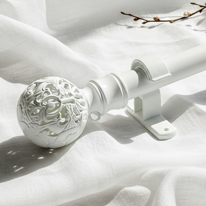 모던뷰 25mm 지구 커튼봉 거실 창문 길이조절 커텐봉 세트, 화이트