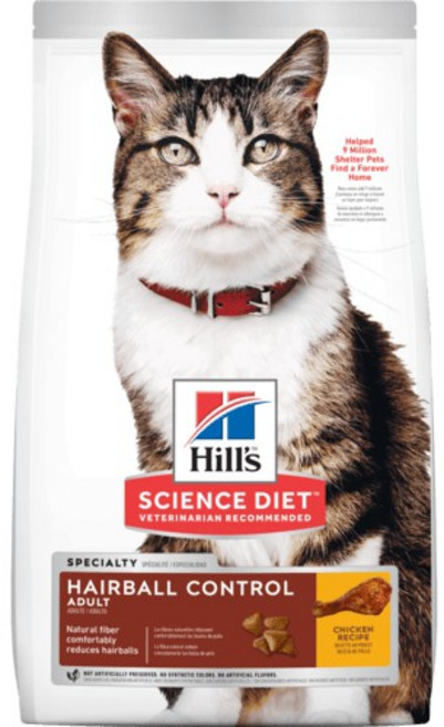 希爾斯 Hills 成貓毛球控制雞肉配方 ｜1-6歲成貓適用｜貓飼料, 1個, 3.5磅(1.58kg)-超取可3包, 1.58kg, 雞