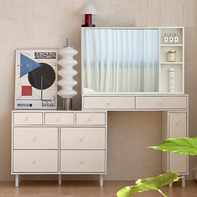 파로마 홈즈 블랑 3단 7칸 확장형 화장대 수납거울 HPN347-1, 화이트