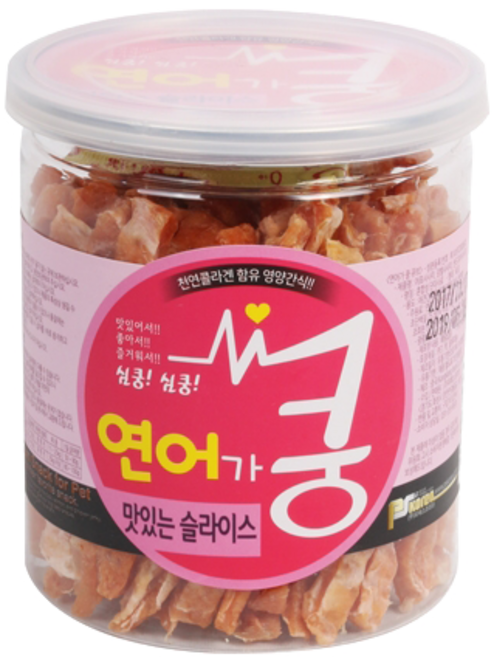 오리가쿵 소가쿵 연어가쿵 강아지간식 훈련간식, 1개, 연어가쿵 슬라이스, 200g