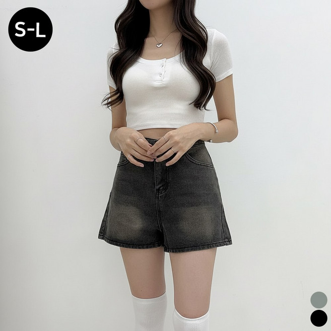 끌로이 여성용 여름청반바지 4부기장 하이웨스트 데님팬츠