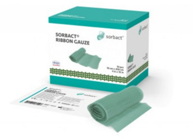 솔박 리본 거즈 드레싱 5cm x 200cm 1box(10장) SORBACT Ribbon Gauze 솔박트 (욕창 당뇨발 화상 감염 상처 소독 드레싱), 200ml