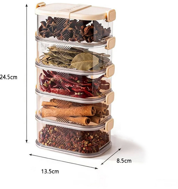 가정용 다용도 수납함 밀폐용기 주방 향료 수납 박스 양념통 밀폐통 YCY, 5개, 400ml