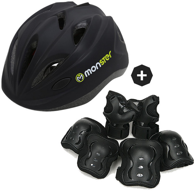 JA 아동용 보호장비 세트 헬멧 + 보호대3종, 블랙세트 - 헬멧+보호대 XS(유아동), 1개