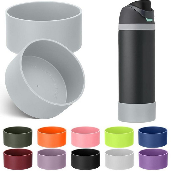 Mity rain Owala 물병 709.8ml24온스 946.4ml32온스 실리콘 부츠 2개 미끄럼 방지 보호 슬리브 바닥 범퍼 프로텍터 FreeSip 스테인리스 스틸 액세, 회색