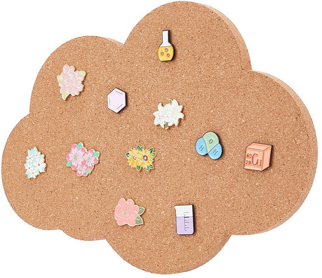1개 구름 모양 코르크보드 알림판 소형 게시판 코르크 메모판 배지 수납 코르크보드 30x22x1.2cm