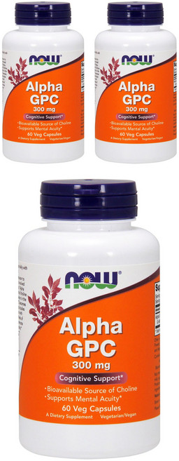 나우푸드 알파 GPC 300mg 베지 캡슐 비건, 60정, 3개