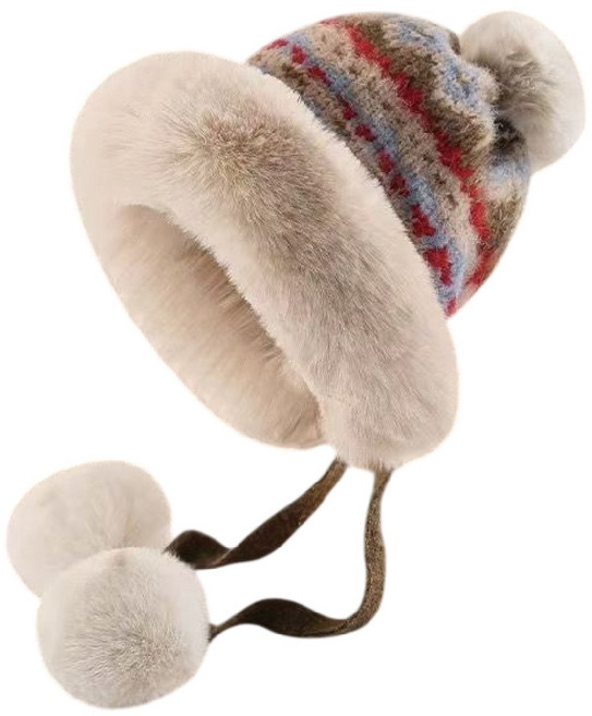 MUSI 可愛毛球裝飾 全罩式護耳設計 多色可選 冬日保暖時尚單品