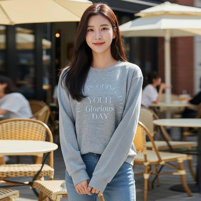 메이킹유 라운드 롱슬리브 레터링 긴팔 3361글로우티셔츠