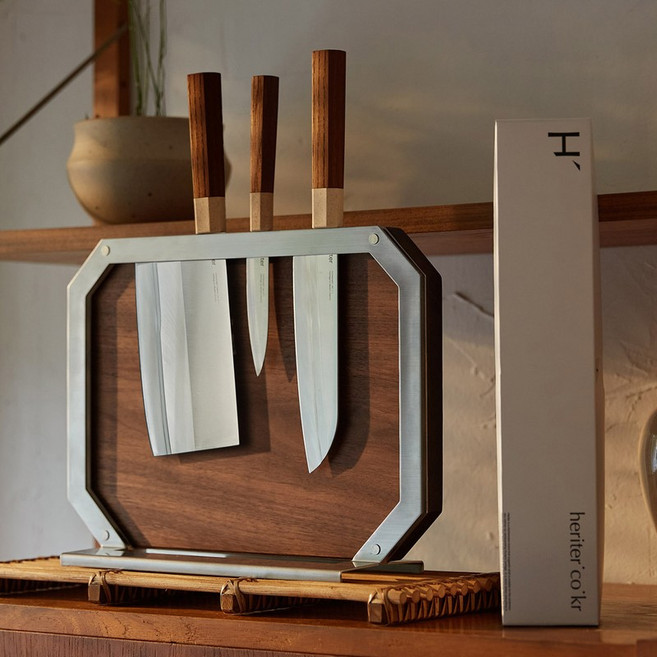 헤리터 시그니처 칼도마세트 월넛 과도+식도+도마+프레임, 1개