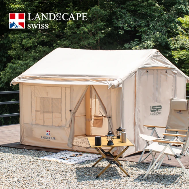 랜드스케이프 에어텐트 LSP6.12 옥스포드 전동식 자동텐트 (타프포함), 에어텐트 LSP 6.10 ES, 베이지, 3~4인용 - 쿠팡